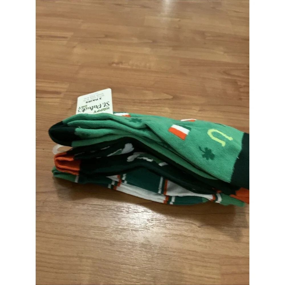St. Patrick's Day Novelty Socks 3 Pairs Shoe Size 6-12 & 10-13